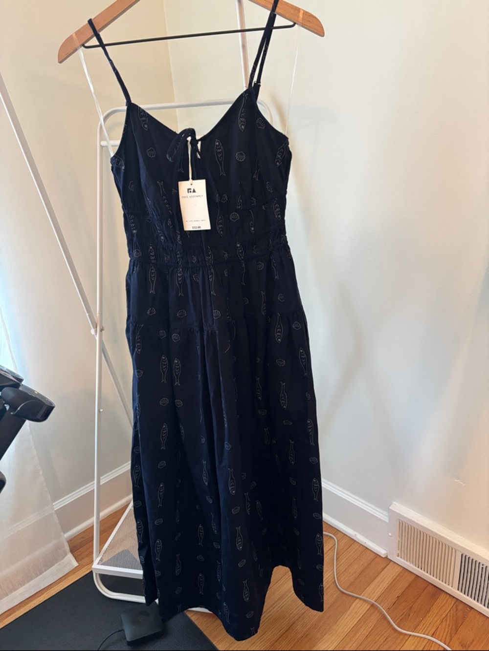 Free Assembly Women’s Navy Maxi Dress Nautical Print XS NWT